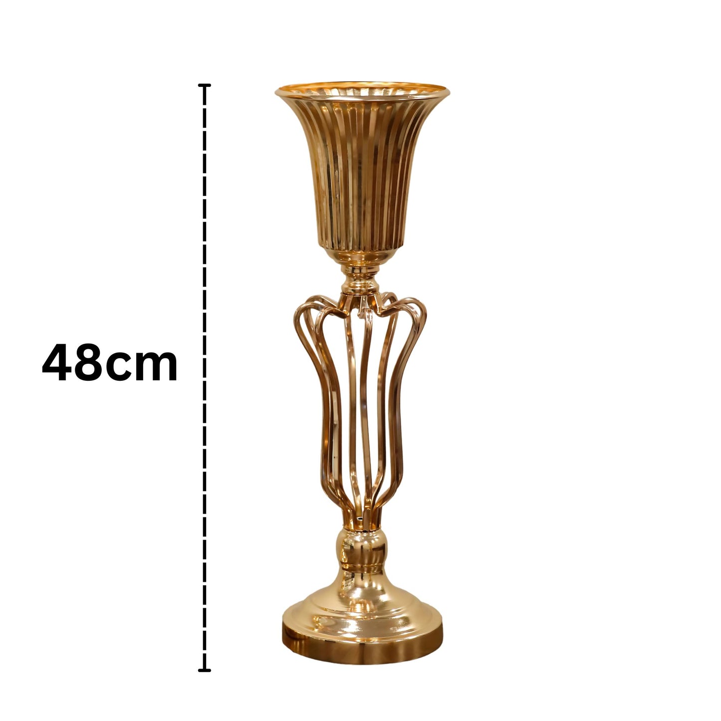 Gold Curved Cage Floral Stand (47cm)