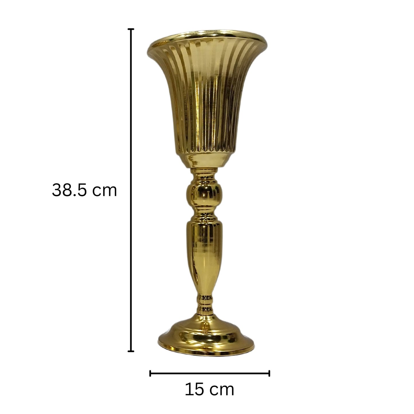 Fluted Trumpet Floral Pedestal In Polished Gold (38.5cm)