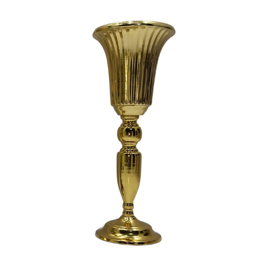 Fluted Trumpet Floral Pedestal In Polished Gold (38.5cm)