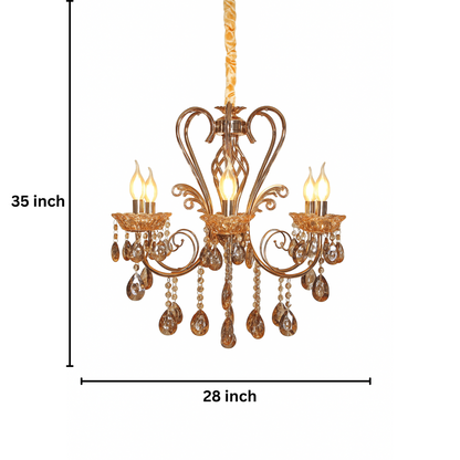 Antique Italian Crystal Style Ceiling Chandelier