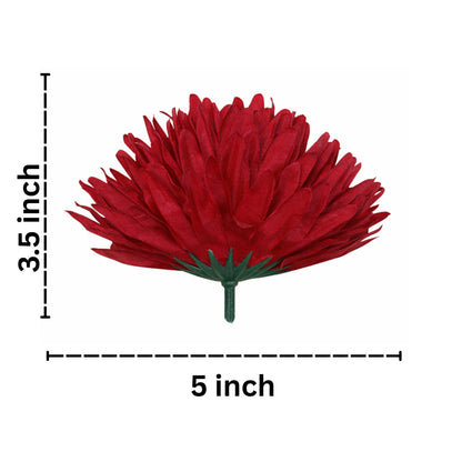 Red flower with dimensions labeled on a white background