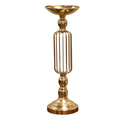 Gold Cage Design Metal Candle Stand (46cm)