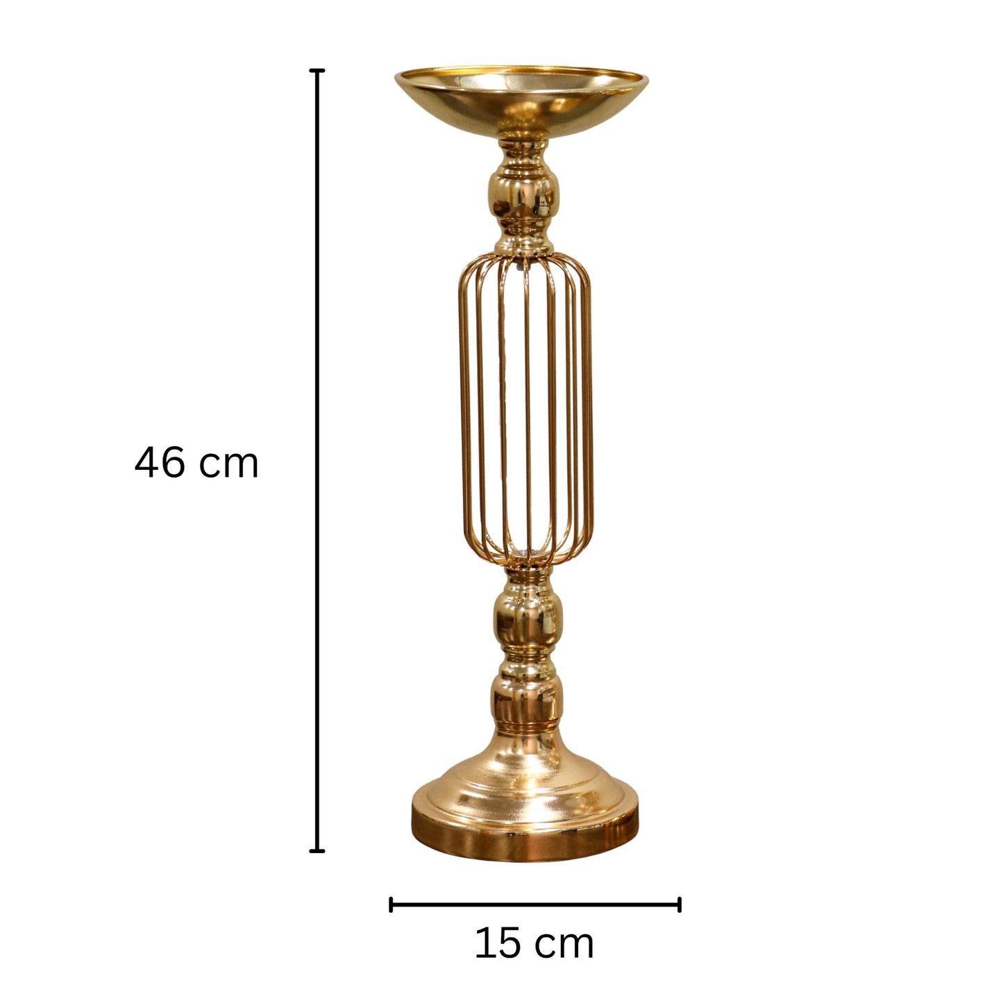 Gold Cage Design Metal Candle Stand (46cm)