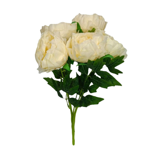 Premium Peony Bunch 5 Stick 48 cm Cream (Pack of 5)