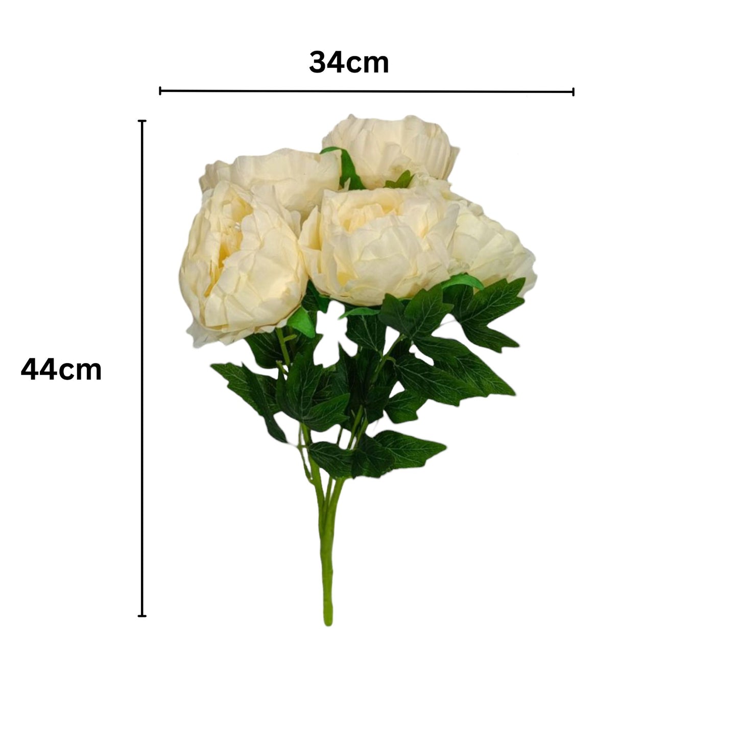 Premium Peony Bunch 5 Stick 48 cm Cream (Pack of 5)