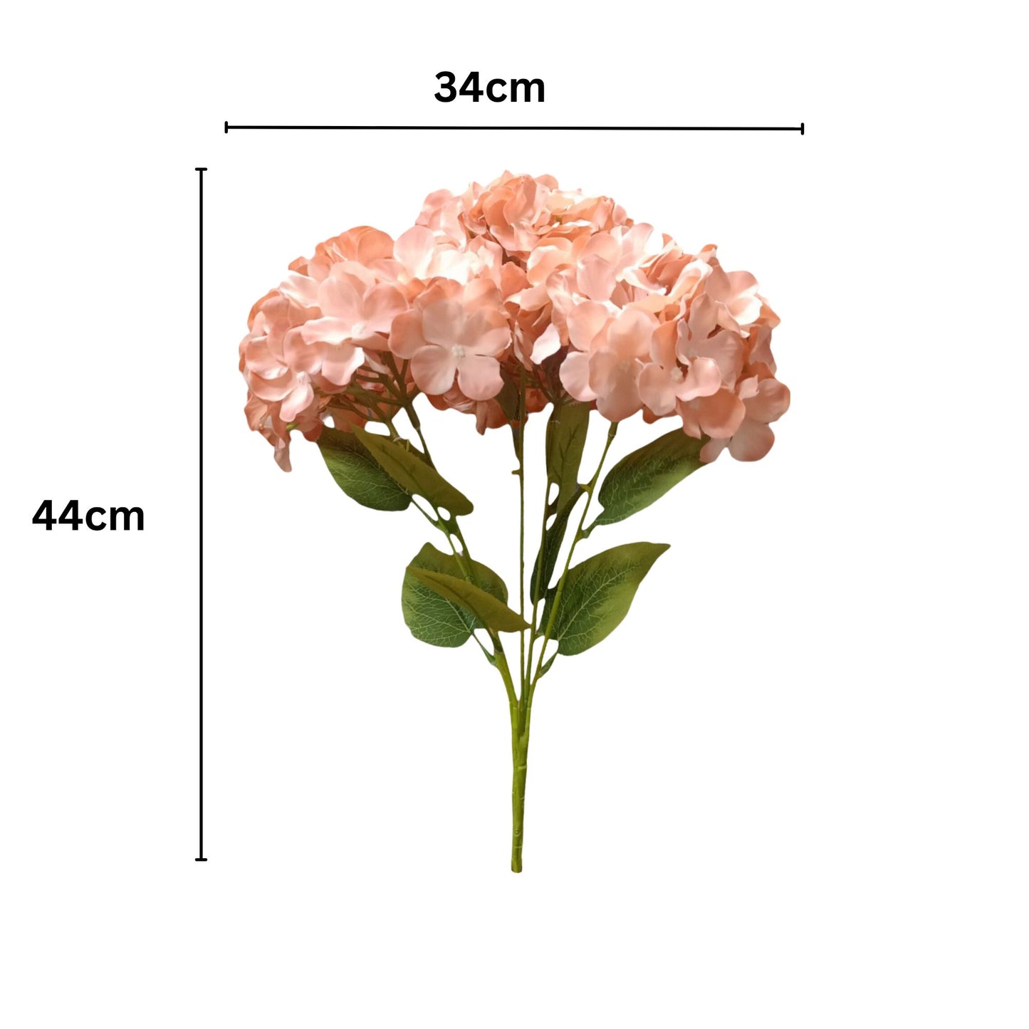 Premium Hydrangea Bunch5 Stick 48 cm Peach Brown (Pack of 5)