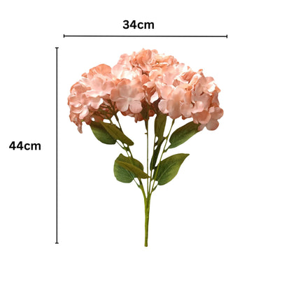 Premium Hydrangea Bunch5 Stick 48 cm Peach Brown (Pack of 5)