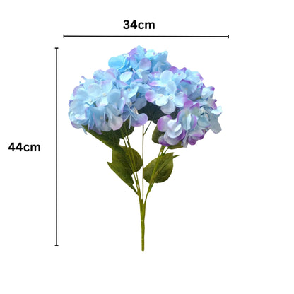 Premium Hydrangea Bunch5 Stick 48 cm Sky Blue Purple (Pack of 5)
