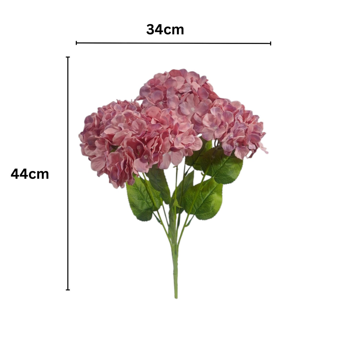 Premium Hydrangea Bunch 5 Stick 48 cm Onion Pink (Pack of 5)