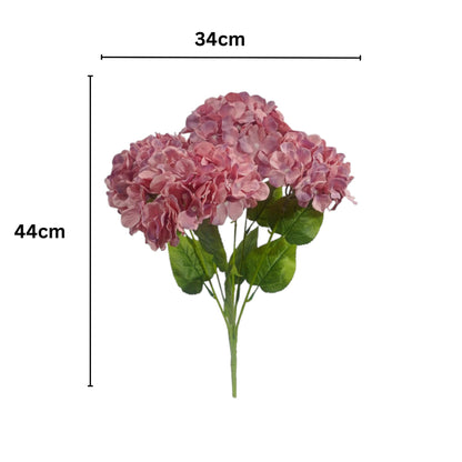 Premium Hydrangea Bunch 5 Stick 48 cm Onion Pink (Pack of 5)