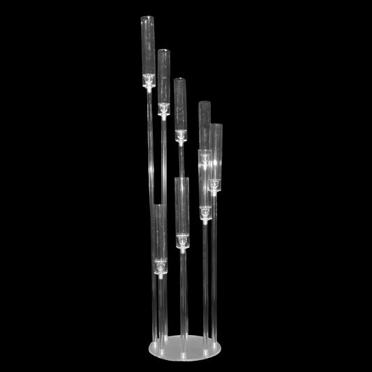 8-Arm Clear Acrylic Cluster Candelabra With Glass Chimneys