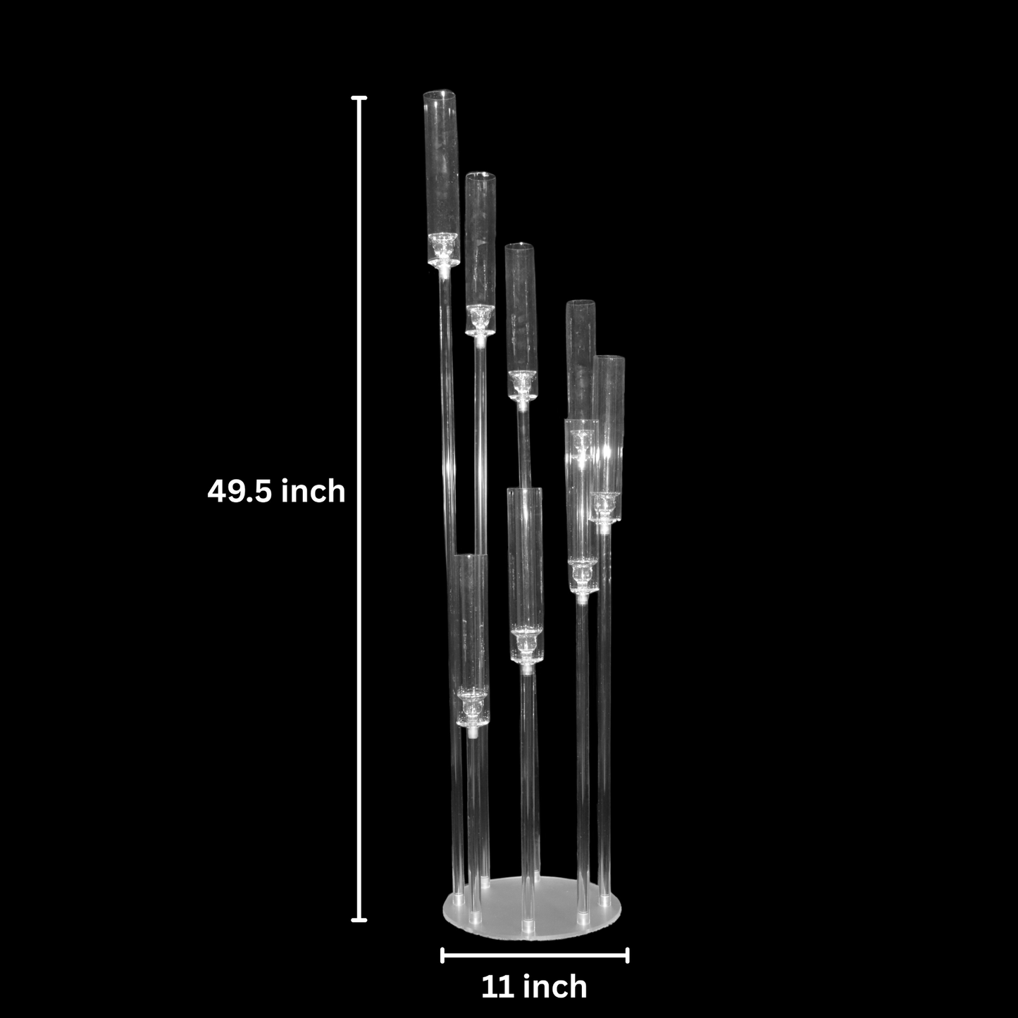 8-Arm Clear Acrylic Cluster Candelabra With Glass Chimneys