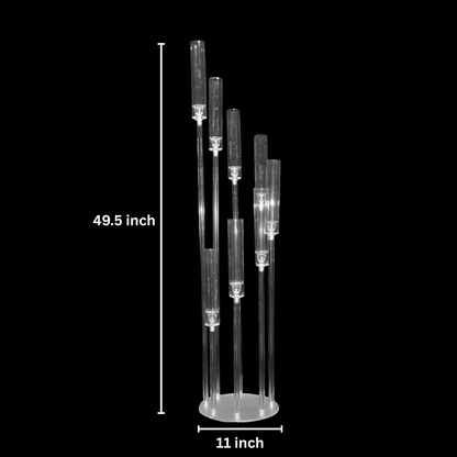 8-Arm Clear Acrylic Cluster Candelabra With Glass Chimneys