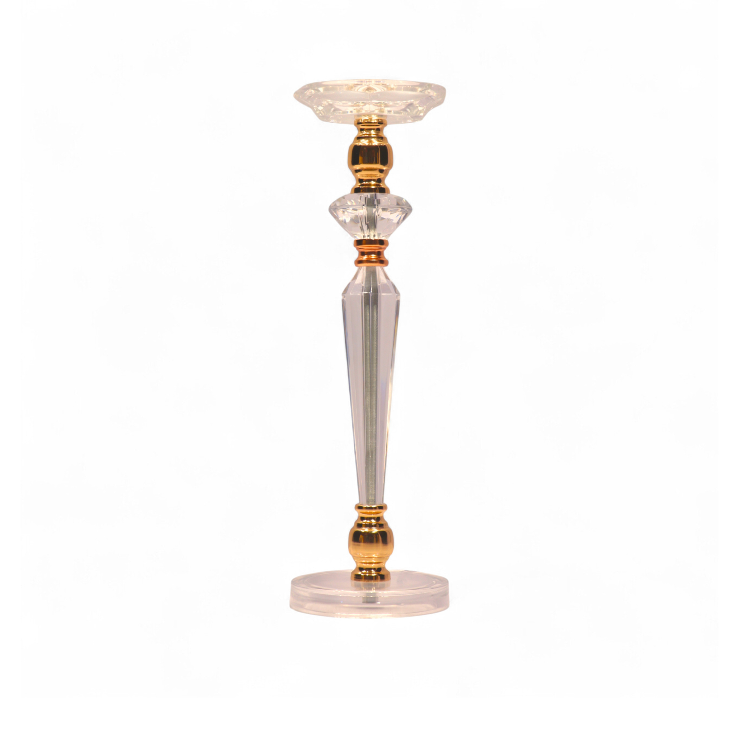 Elegant Gold & Clear Acrylic Crystal Candle Holder