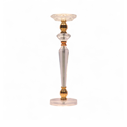 Elegant Gold & Clear Acrylic Crystal Candle Holder