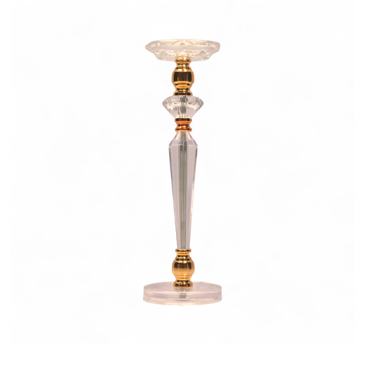 Elegant Gold & Clear Acrylic Crystal Candle Holder