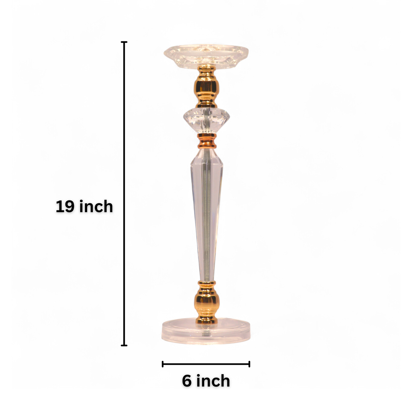 Elegant Gold & Clear Acrylic Crystal Candle Holder