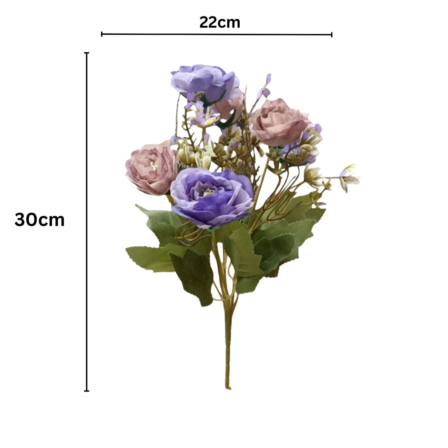 Peony Flowers Bouquet 30cm Lavender Brown (Pack of 5)