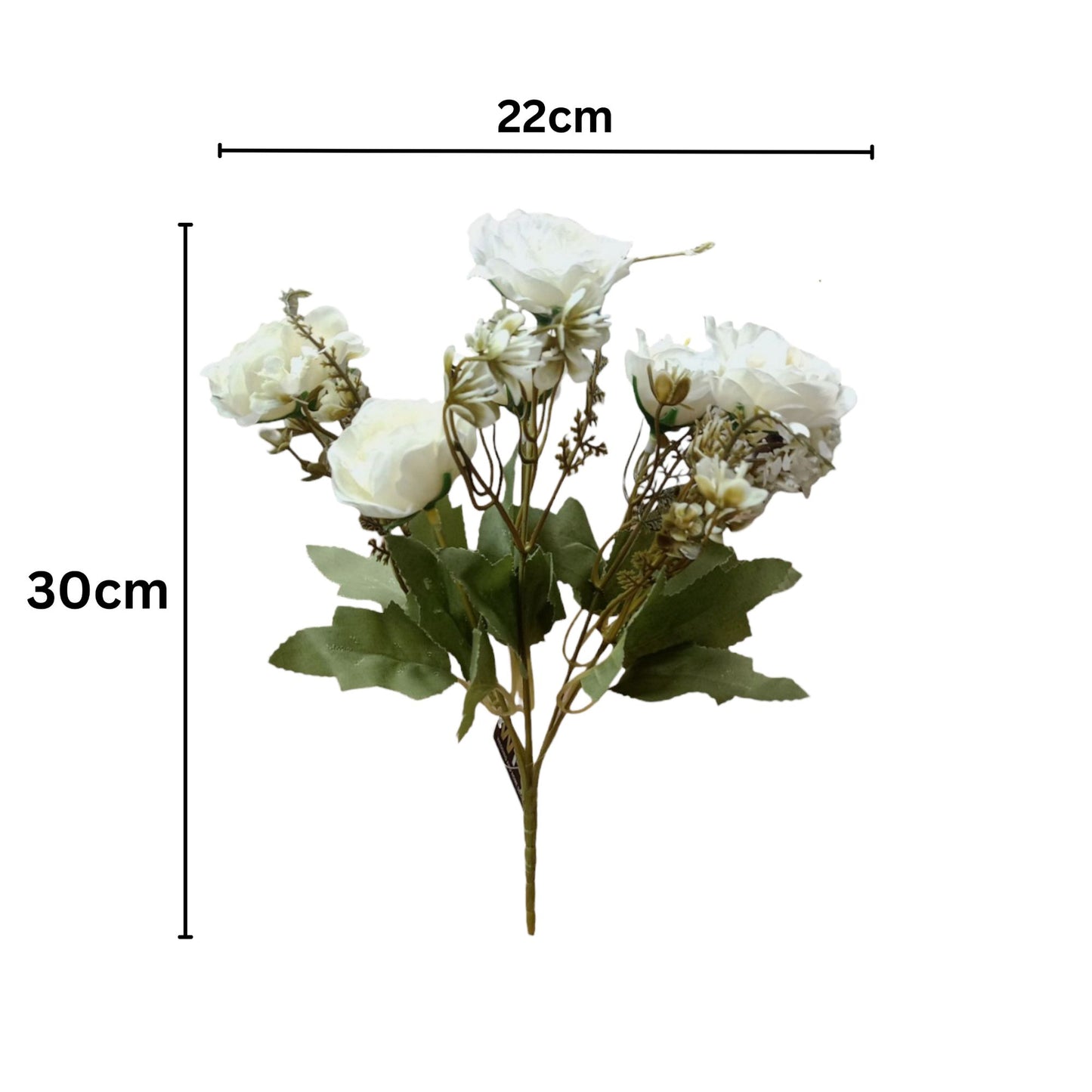 Peony Flowers Bouquet 30cm Off White (Pack of 5)
