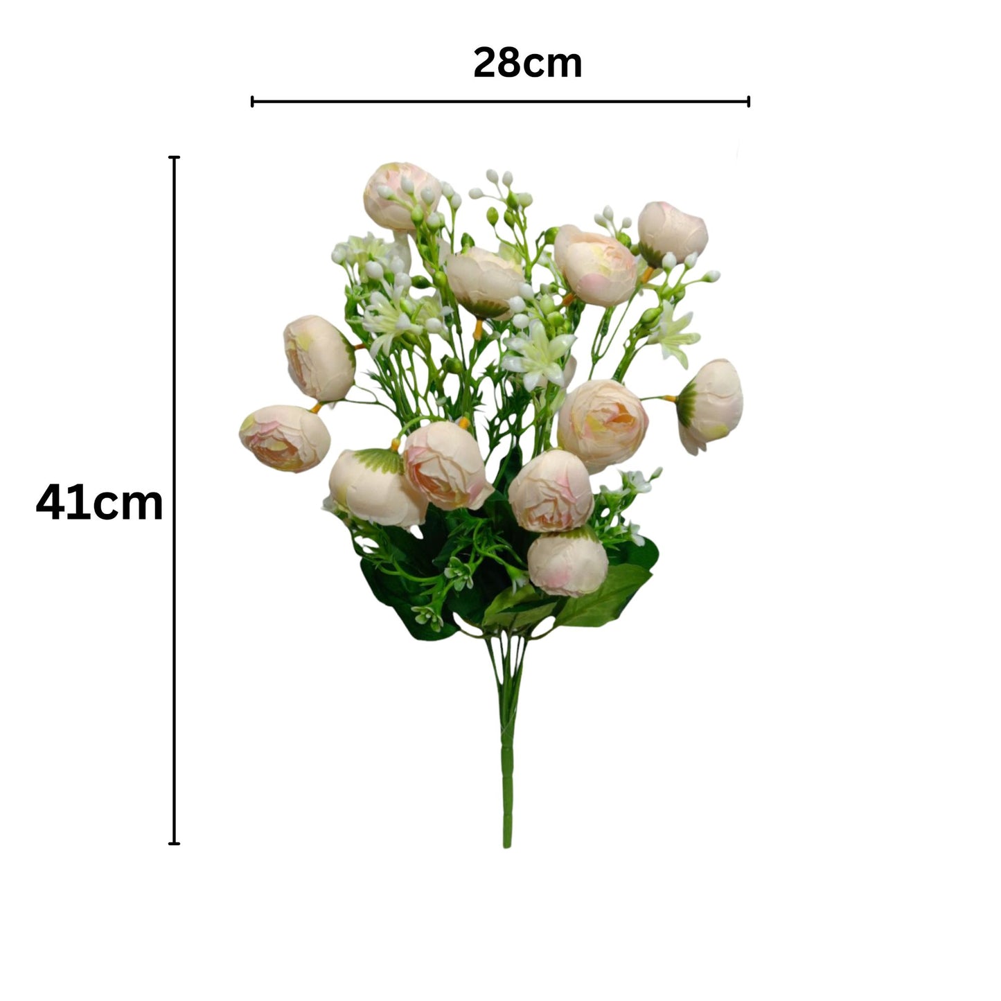 Peony Flower Bunch 43cm Baby Pink (Pack of 5)