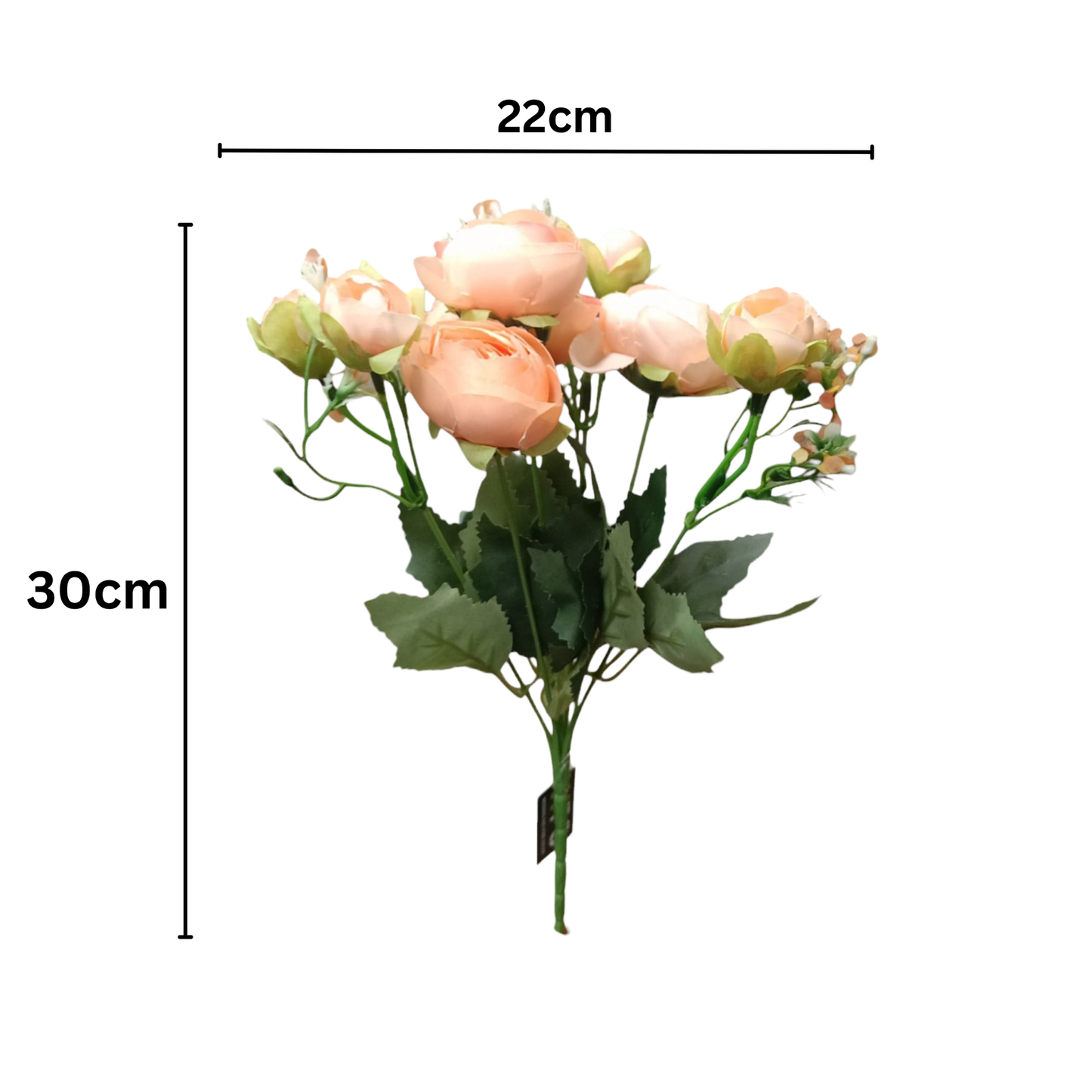 Peony Blooms Flower Bunch 30cm Dark Peach (Pack of 5)