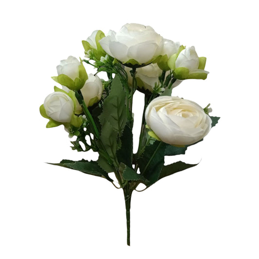 Peony Blooms Flower Bunch 30cm Off White (Pack of 5)