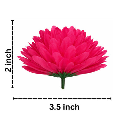 Measurement chart of a pink flower with dimensions labeled