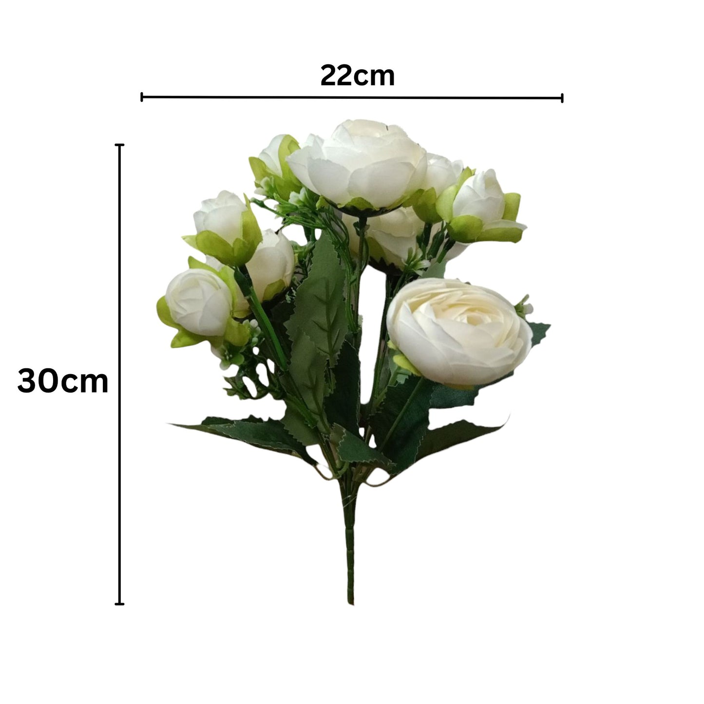 Peony Blooms Flower Bunch 30cm Off White (Pack of 5)