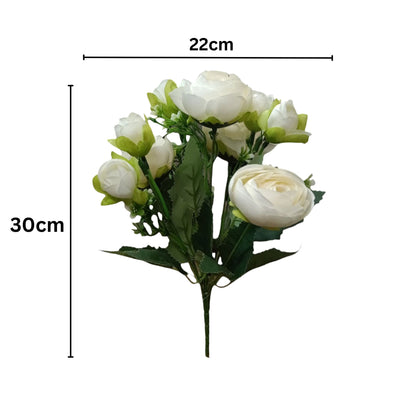 Peony Blooms Flower Bunch 30cm Off White (Pack of 5)