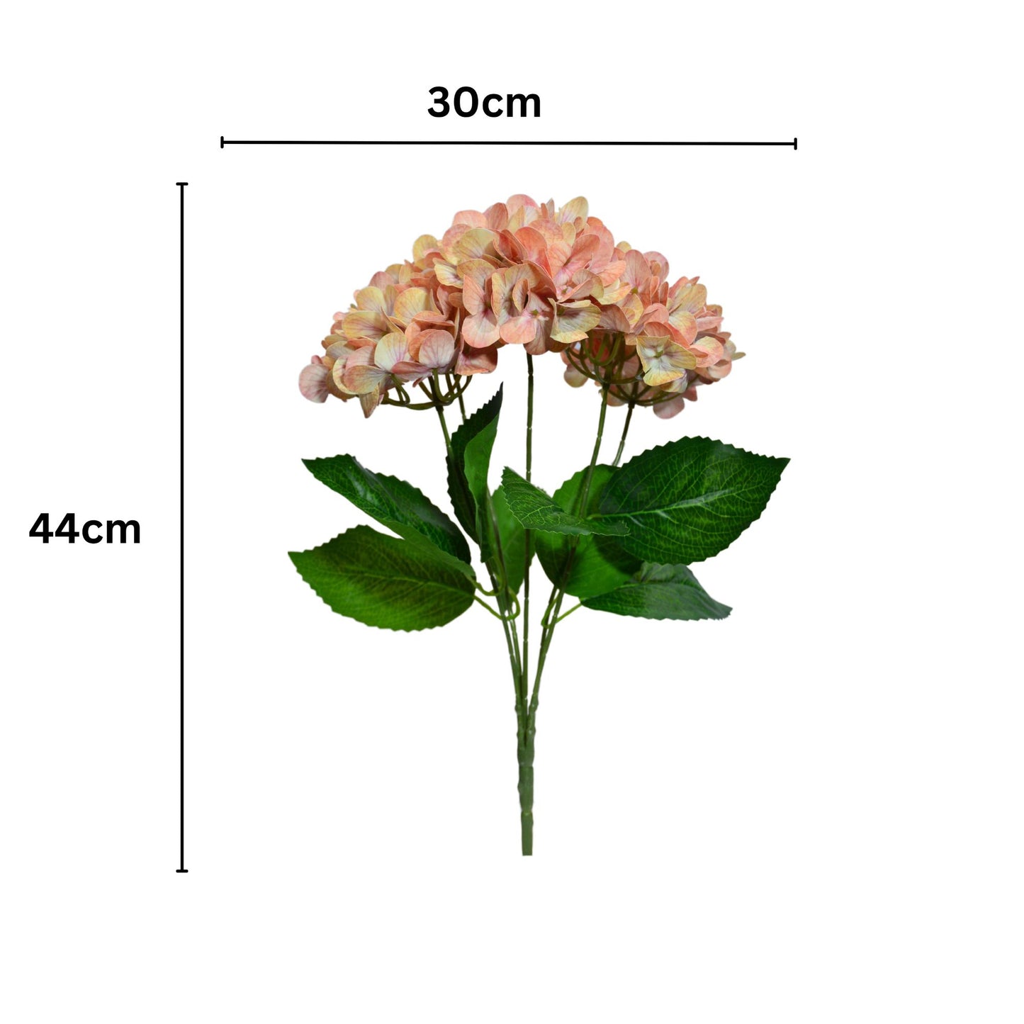 Bunch PU Hydrangea 5 Stick 44' Peach (Pack of 5)