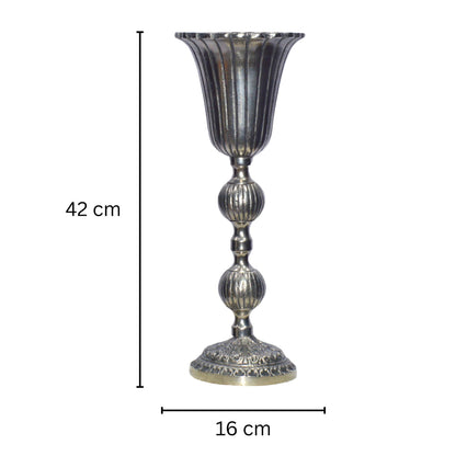 Silver Metallic Floral Stand (48*19cm)