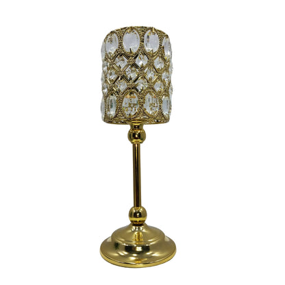 Crystal Beaded Gold Candle Holde (35cm)
