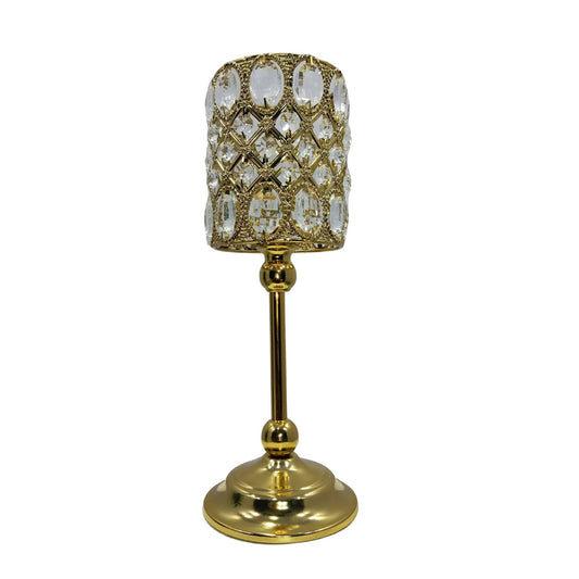 Crystal Beaded Gold Candle Holde (35cm)