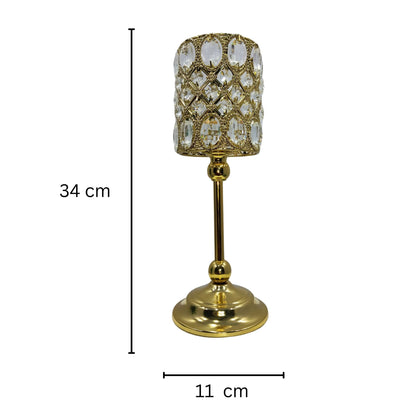 Crystal Beaded Gold Candle Holde (35cm)
