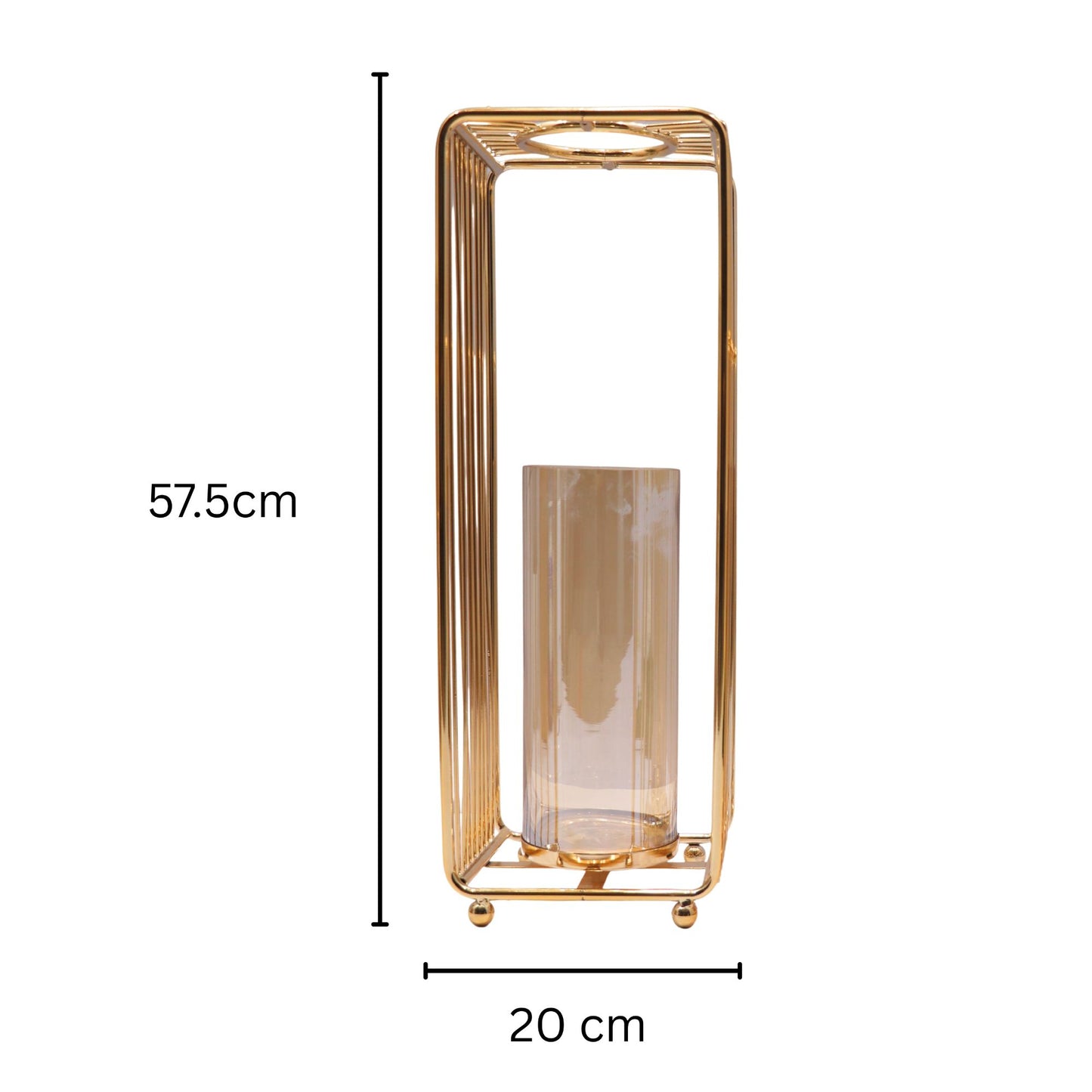 Vertical Wireframe Gold Floral Vase (58*19cm)