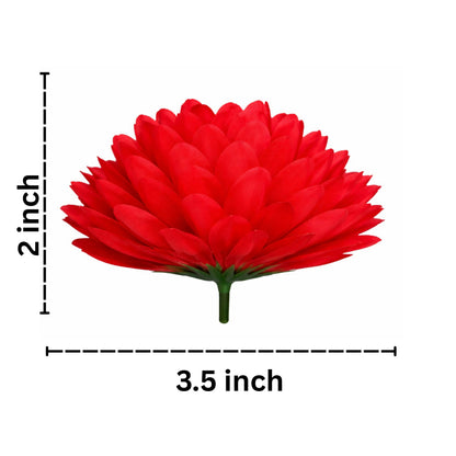 Red flower with dimensions labeled on a white background