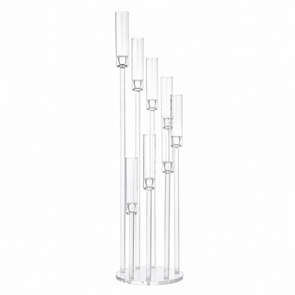 8-Arm Clear Acrylic Cluster Candelabra With Glass Chimneys