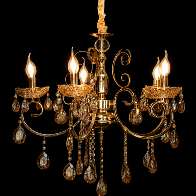 Swanart Artistry K9 Crystal Italian 5-Light Gold Crystal Chandelier Lighting