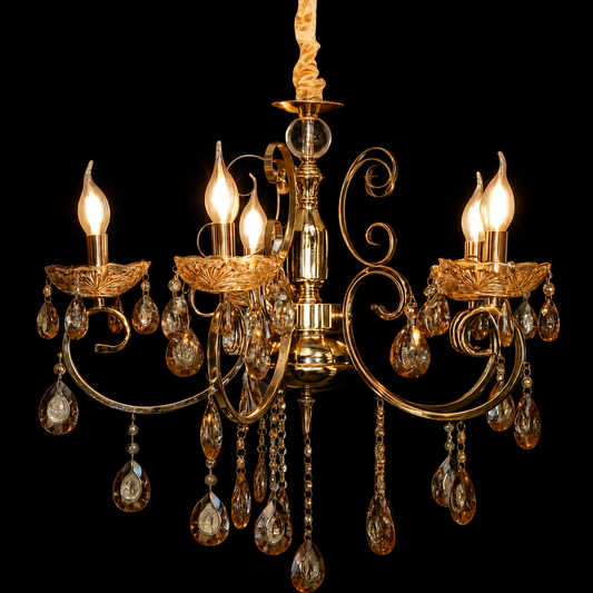 Swanart Artistry K9 Crystal Italian 5-Light Gold Crystal Chandelier Lighting