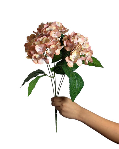 Bunch PU Hydrangea 5 Stick 44' Peach (Pack of 5)