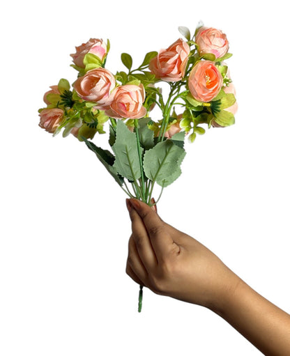 Peony Flower Bunch 43cm D/s Peach (Pack of 5)