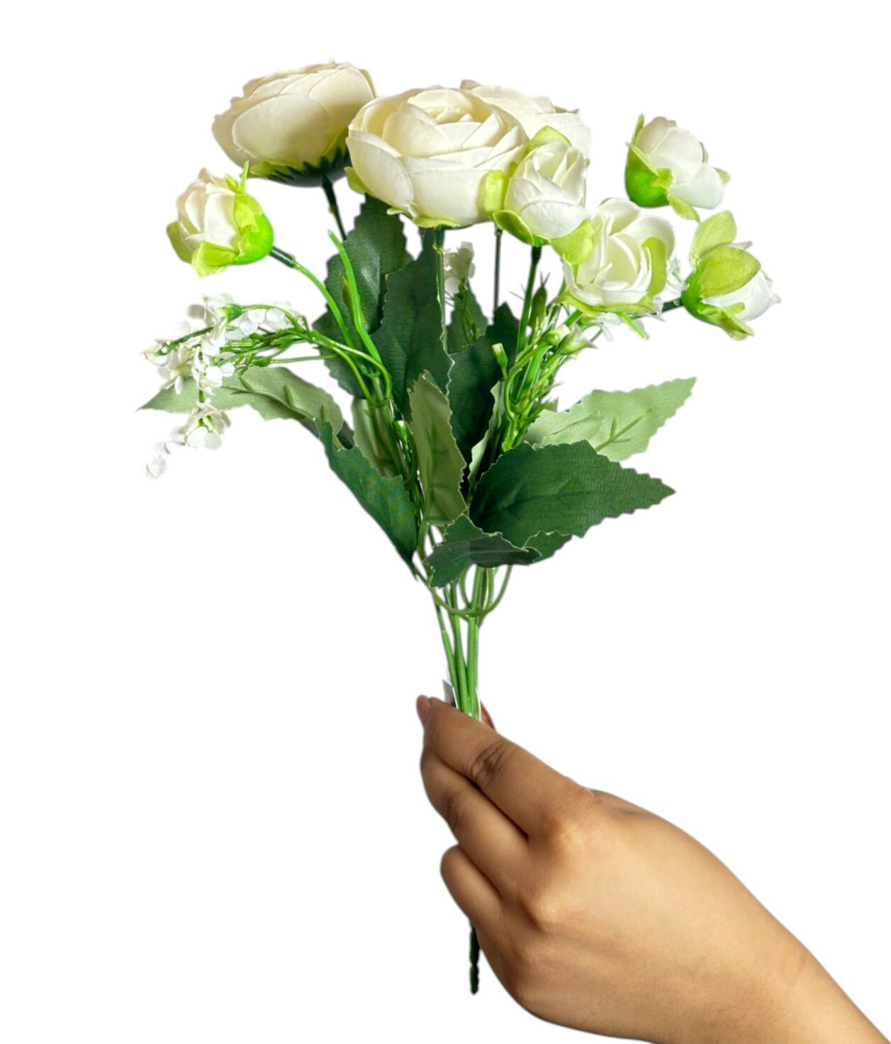 Peony Blooms Flower Bunch 30cm Off White (Pack of 5)