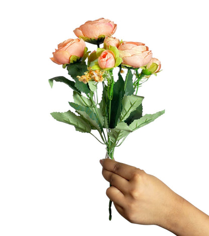 Peony Blooms Flower Bunch 30cm Dark Peach (Pack of 5)