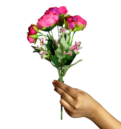 Peony Blooms Flower Bunch 30cm Dark Pink (Pack of 5)