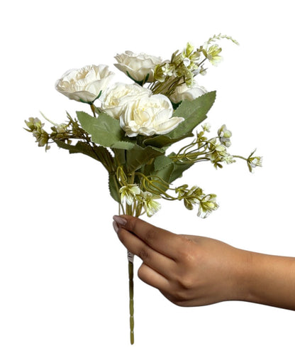 Peony Flowers Bouquet 30cm Off White (Pack of 5)