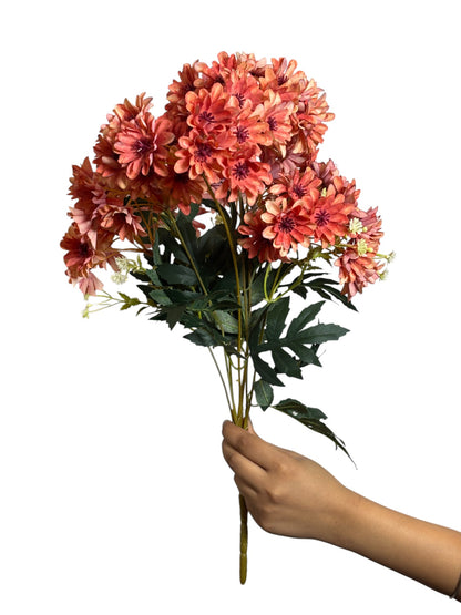 Chrysanthemum Flower Bunch 48cm Orange (Pack of 5)