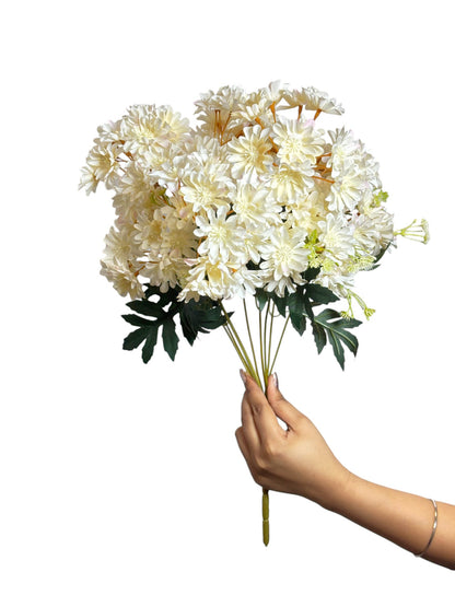 Chrysanthemum Flower Bunch 48cm Cream (Pack of 5)