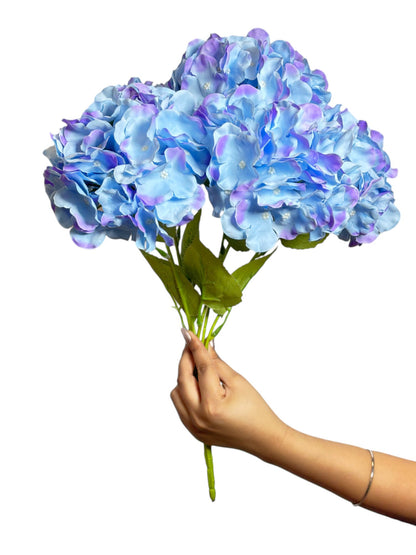 Premium Hydrangea Bunch5 Stick 48 cm Sky Blue Purple (Pack of 5)
