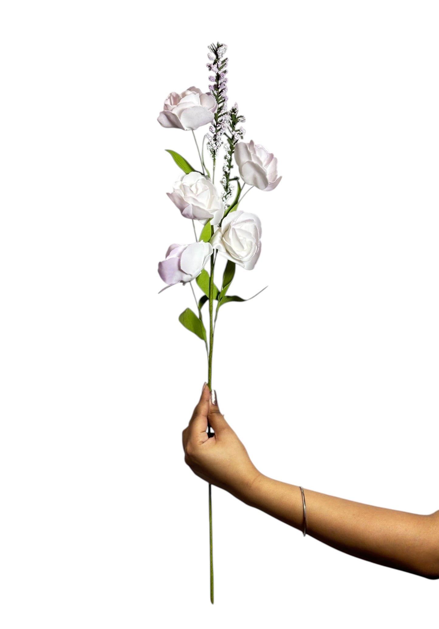 Rose Stick 4-Flowers 26" Light Pink White (Pack of 10)